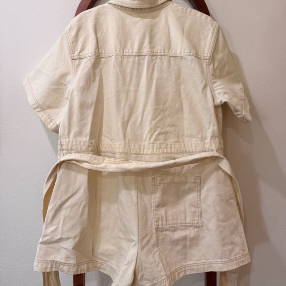 Future Collective Women’s Short Sleeve Utility Romper - Cream Size XXL - Picture 7 of 9